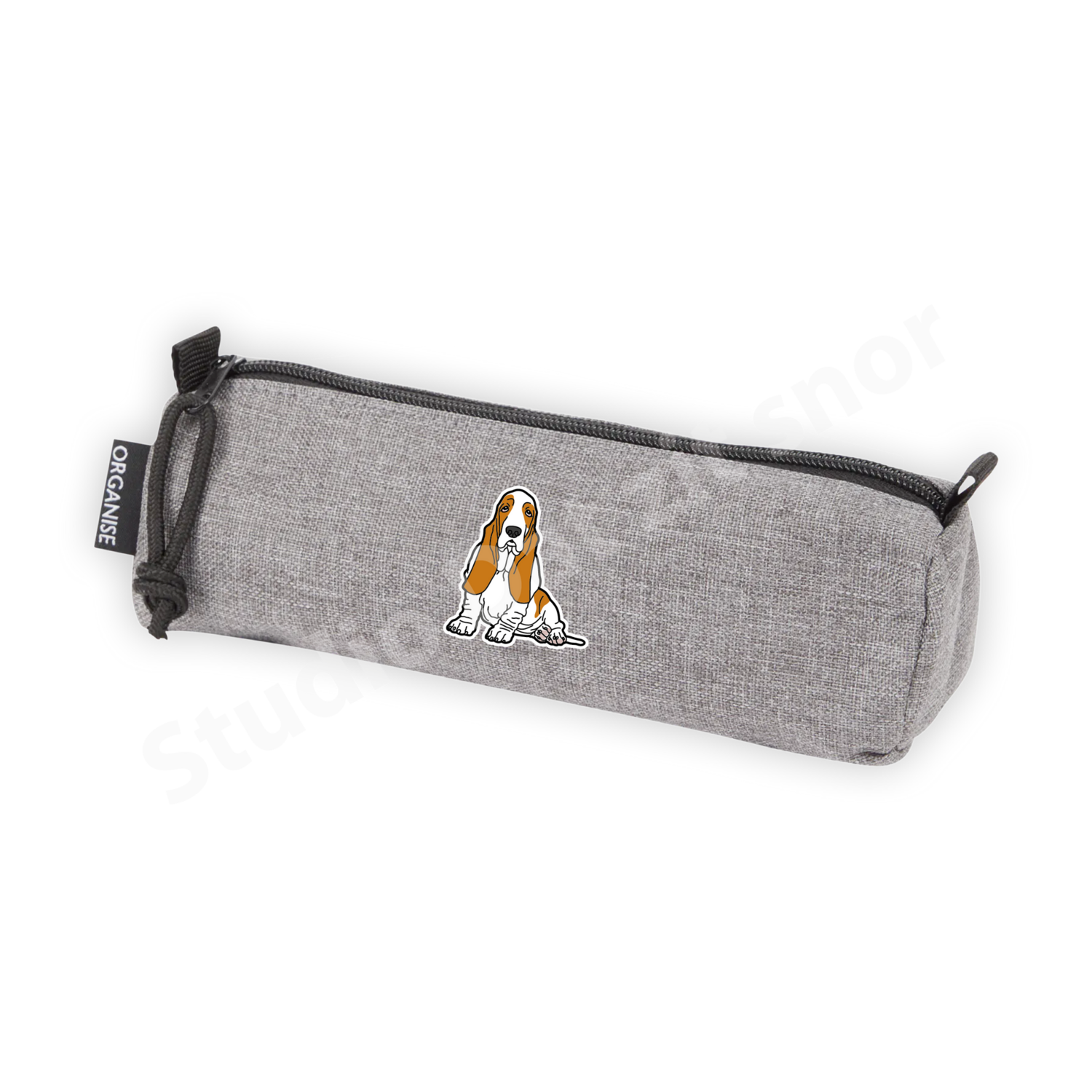 Etui | Basset Hound Tweekleur zittend (grijs)
