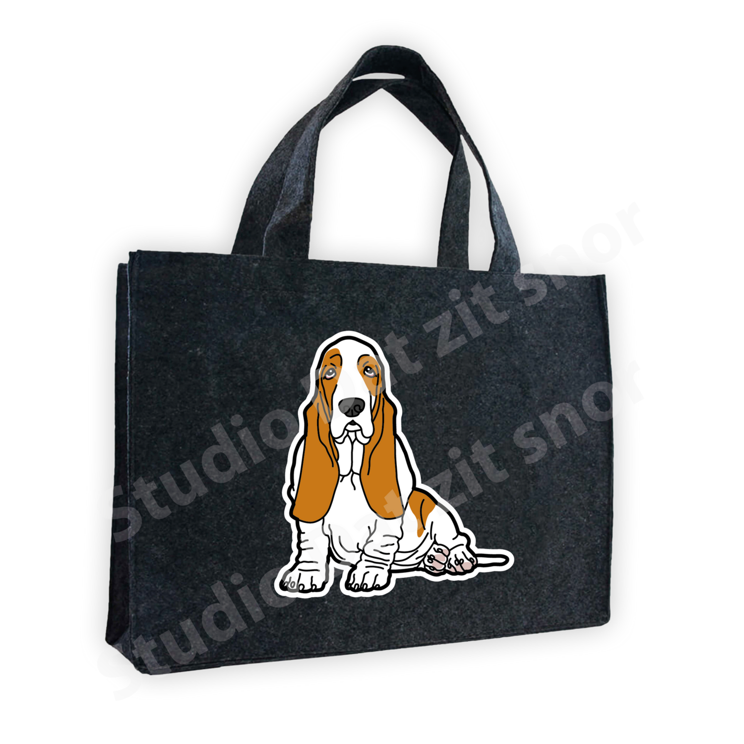 Vilten tas | Basset Hound Tweekleur zittend