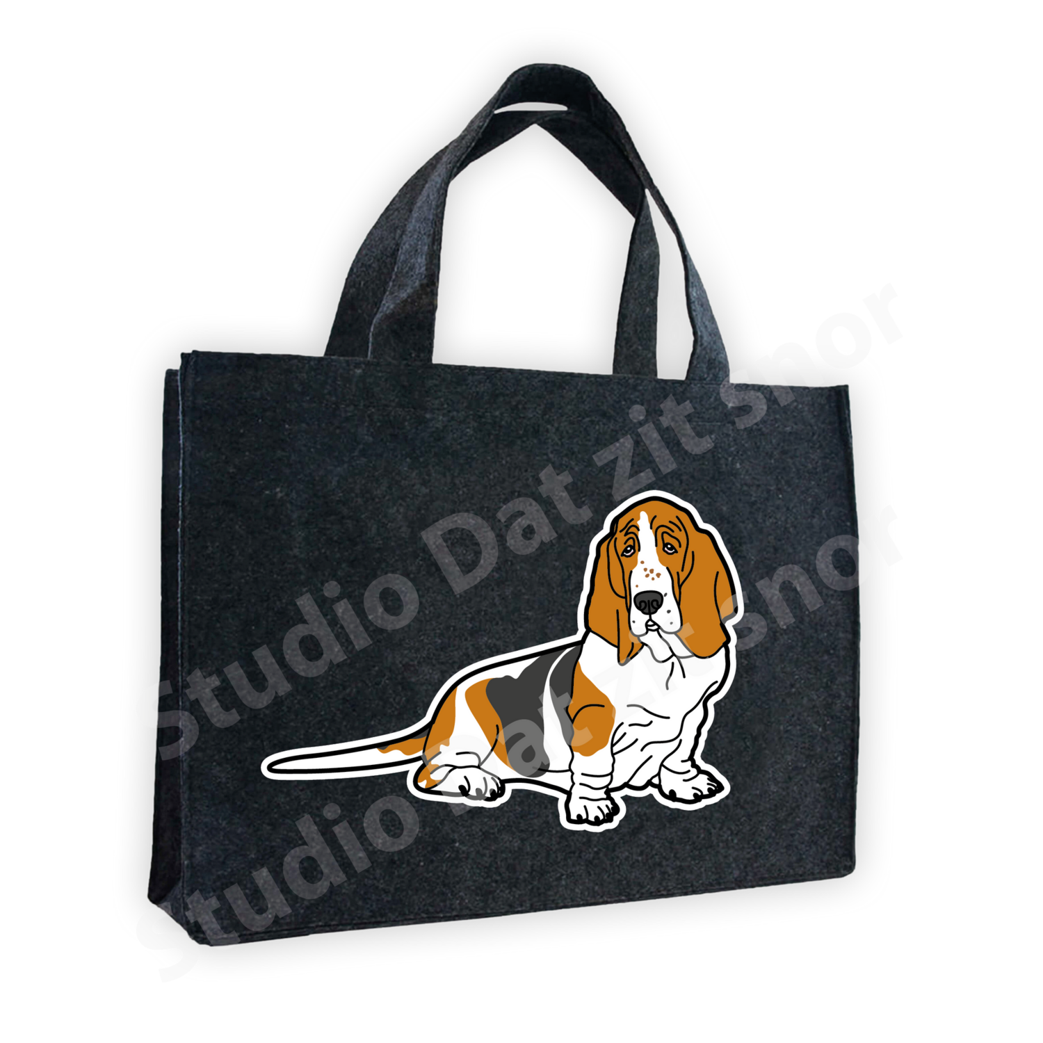 Vilten tas | Basset Hound Driekleur gevlekt