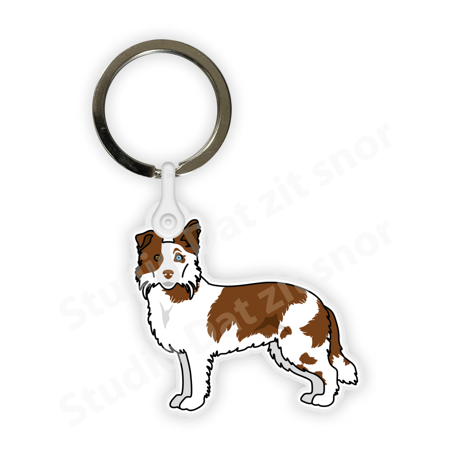Sleutelhanger | Border Collie bruin/wit