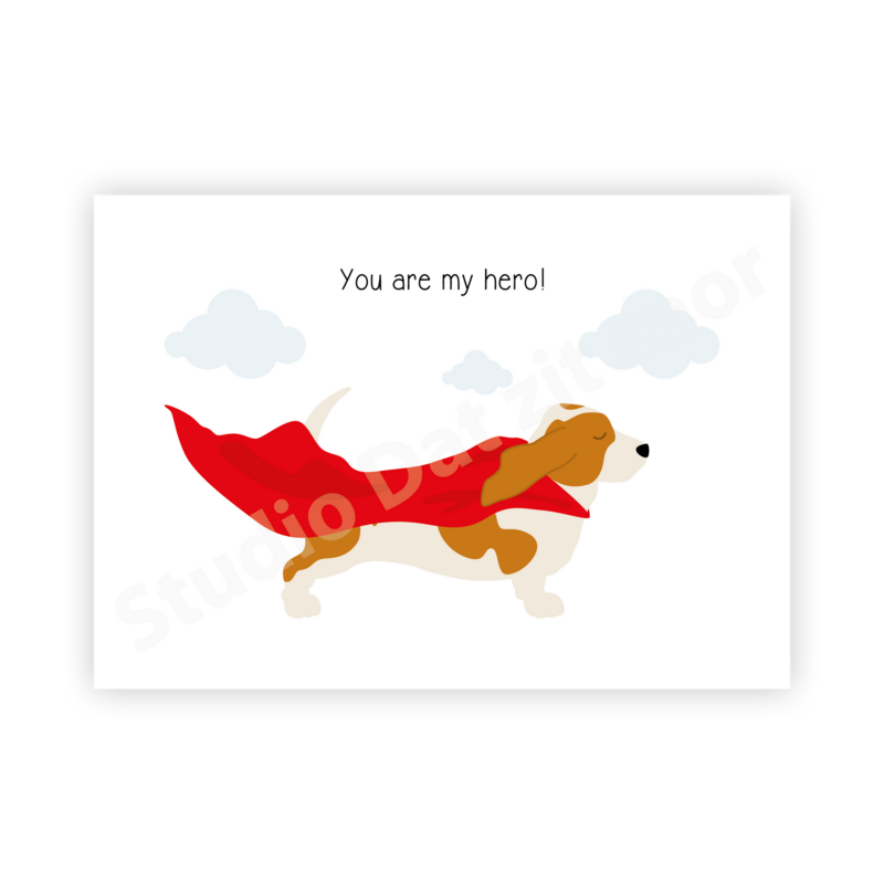Postcard | Basset Hound You are my hero!