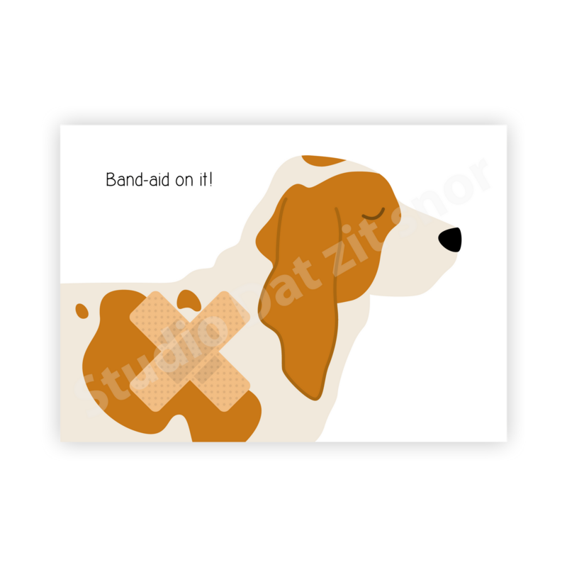 Postcard | Basset Hound Band-aid on it!
