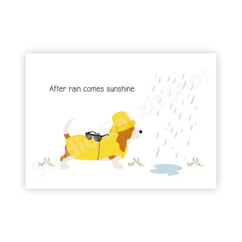 Postcard | Basset Hound After rain comes sunshine