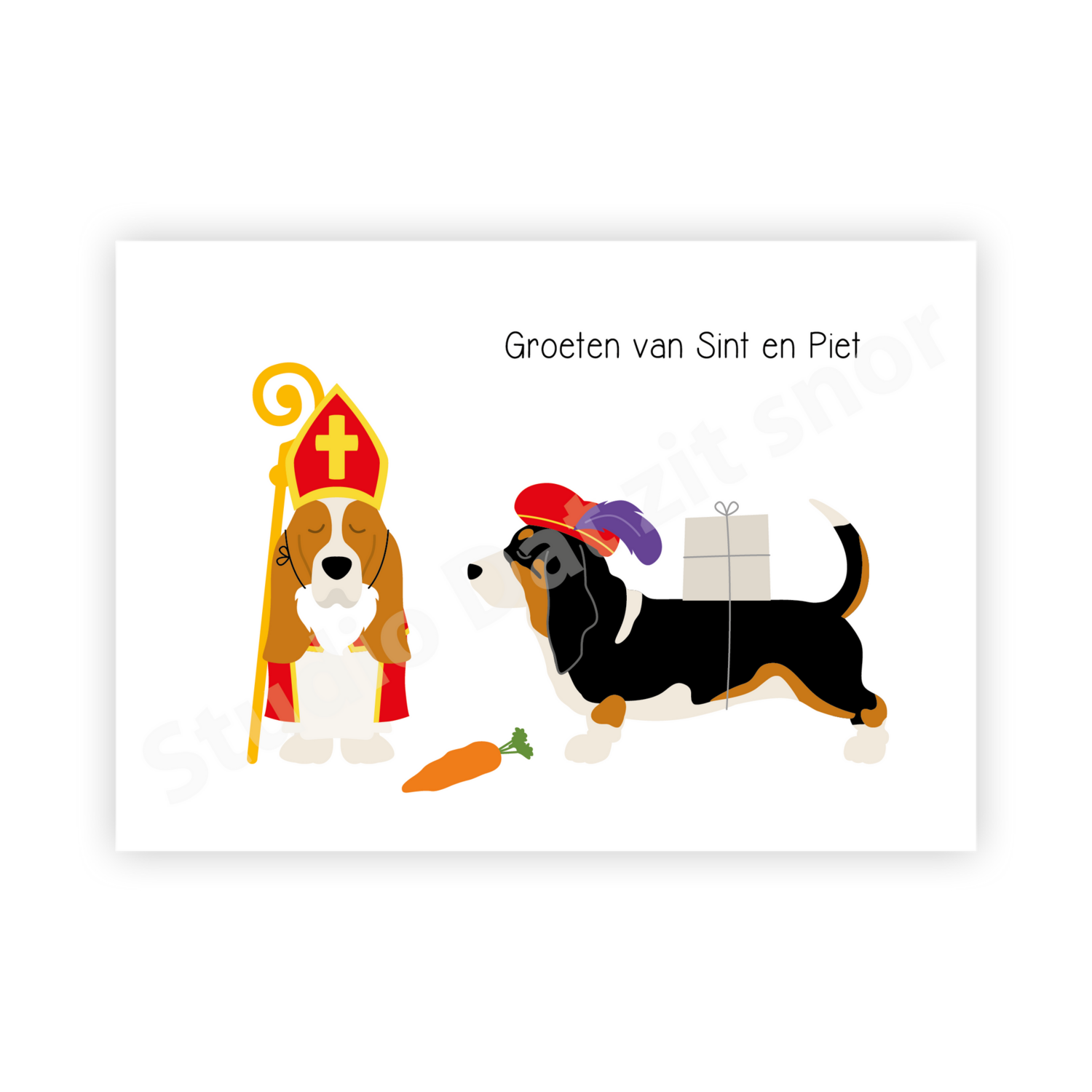 Kaart | Basset Hound Groeten van Sint en Piet