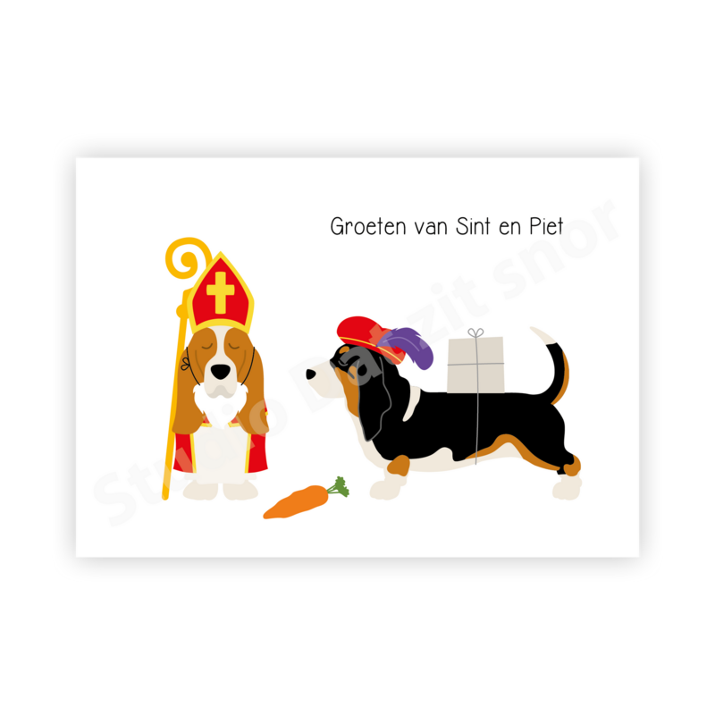 Kaart | Basset Hound Groeten van Sint en Piet