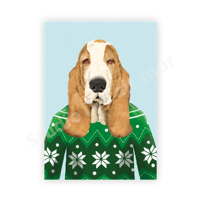 Kaart | Basset Hound Foute kersttrui Eddie