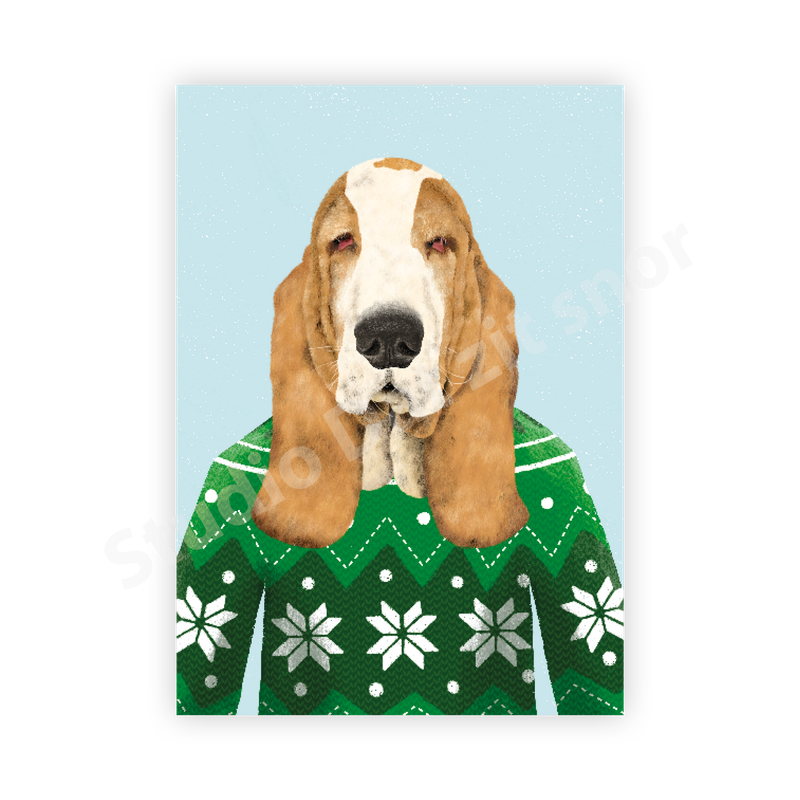 Kaart | Basset Hound Foute kersttrui Eddie