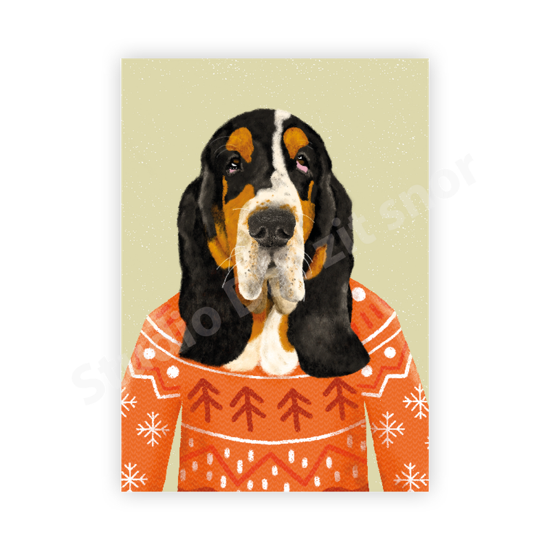 Kaart | Basset Hound Foute kersttrui Pietertje