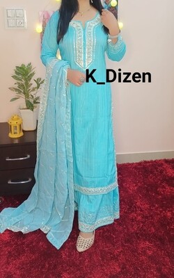 *Beautiful Cotton Lurex kurta sharara dupatta