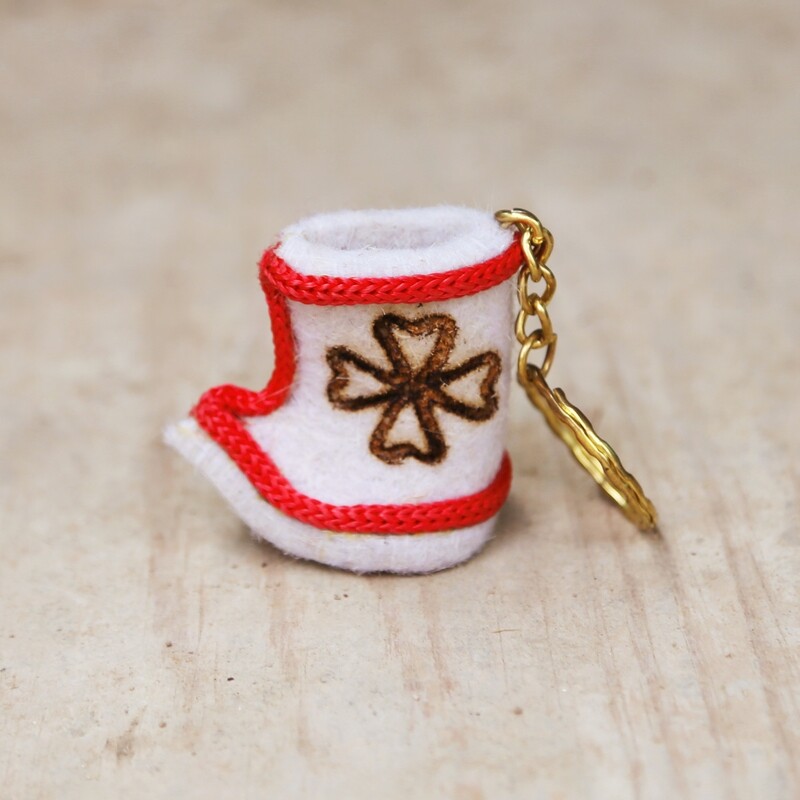 Felted Boot Keychain Red - Mary and Martha Felted Boot Keychain Red - Mary and Martha