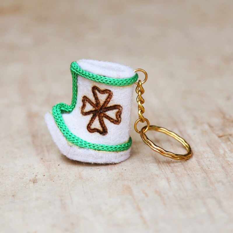 Felted Boot Keychain Green - Mary and Martha Felted Boot Keychain Green - Mary and Martha