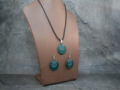 Pendant Necklace and earrings in blue - Pueblos Del Dur