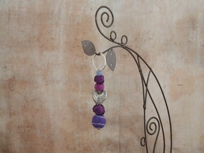Key Chain, Felt and Silk-purple
