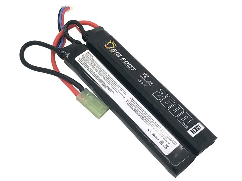 Big Foot Heat Lipo Battery 2600mAh 7.4v 25c (Continuous Discharge - Two Way Split)