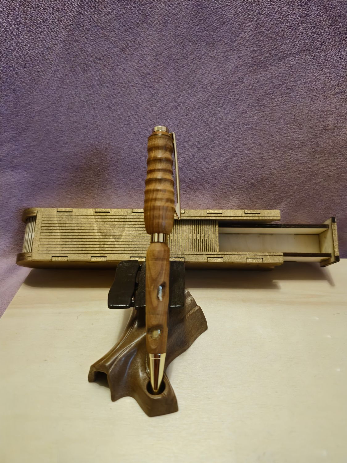 Olivenholz Kugelschreiber Gold