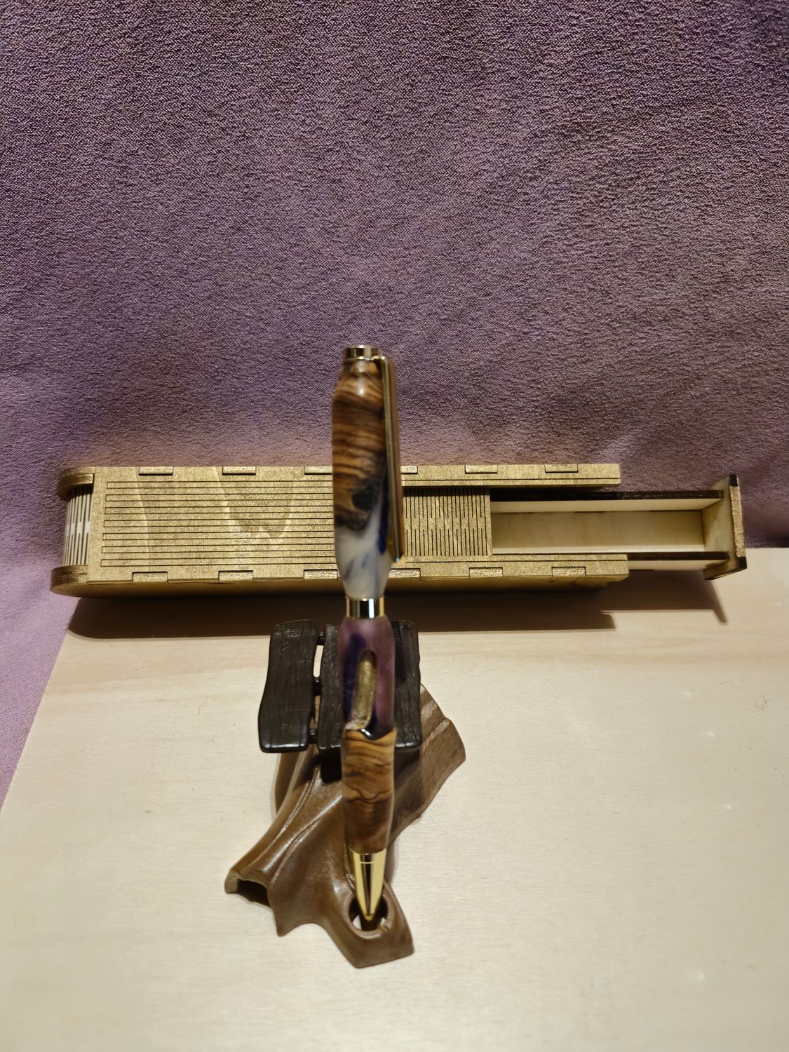 Olivenholz Kugelschreiber mit Epoxid harz Gold