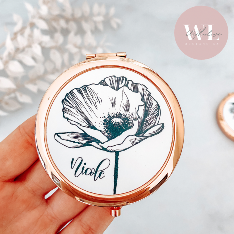 Compact Mirror - Poppy Design