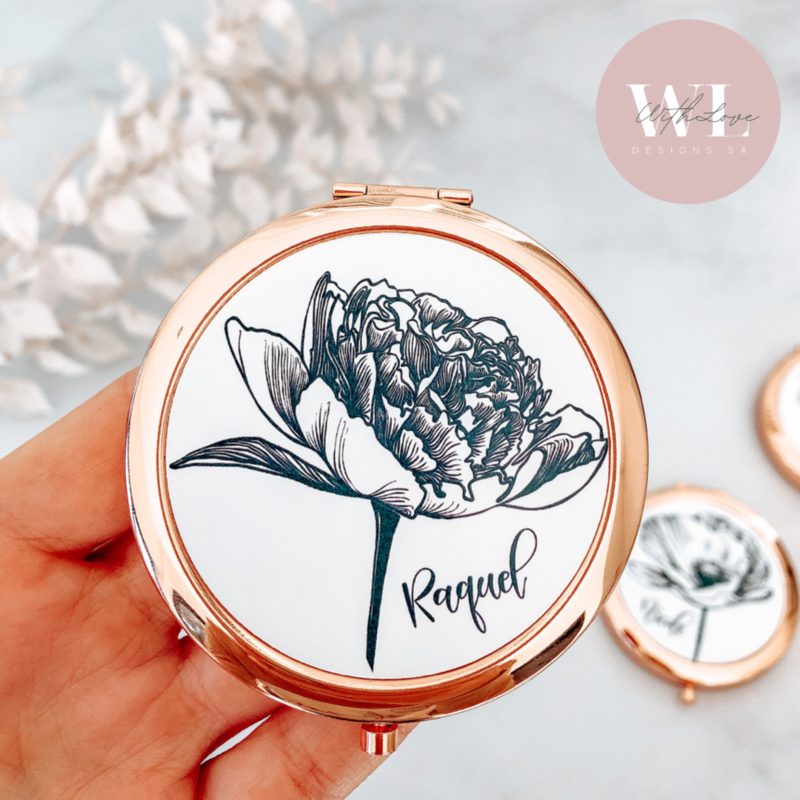 Compact Mirror - Peony Design