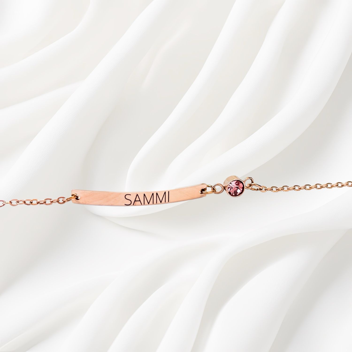 Personalised Bar Bracelet with Birth Stone