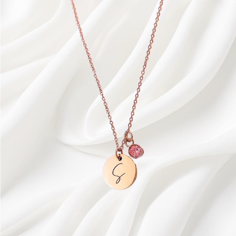Personalised Disc Necklace With Birth Stone