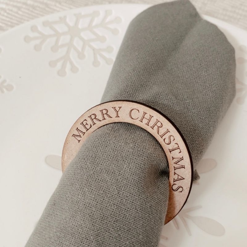 Merry Christmas Napkin Ring Set