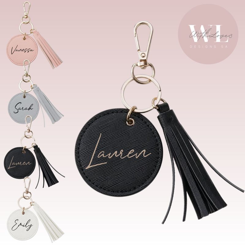 Round Tassel - Saffiano Leather Key Chain