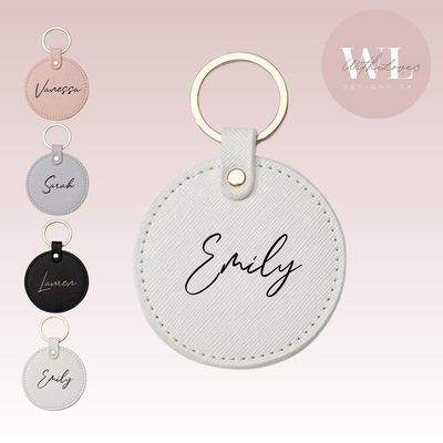 Round - Saffiano Leather Key Chain