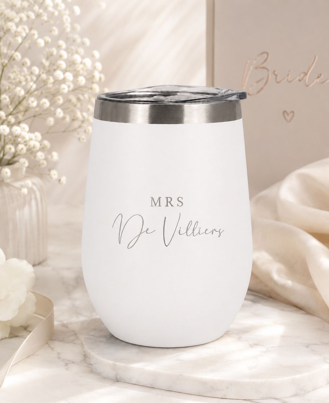 Laser Engraved Tumbler White