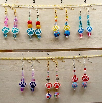 Paw Shaped Bead Earrings
