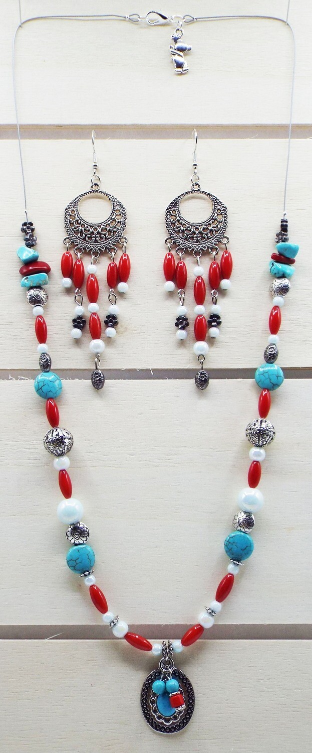 Dangeling Red Bamboo Coral with Turquoise Collection