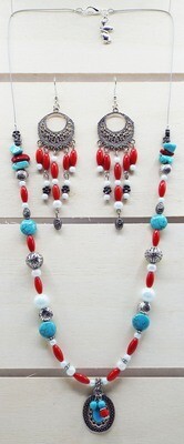 Dangeling Red Bamboo Coral with Turquoise Collection