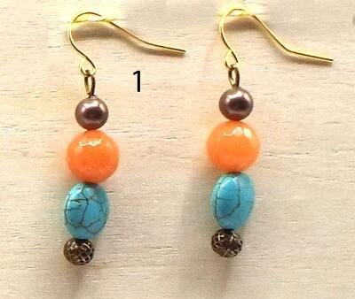Spicy Turquoise and Pearl earrings