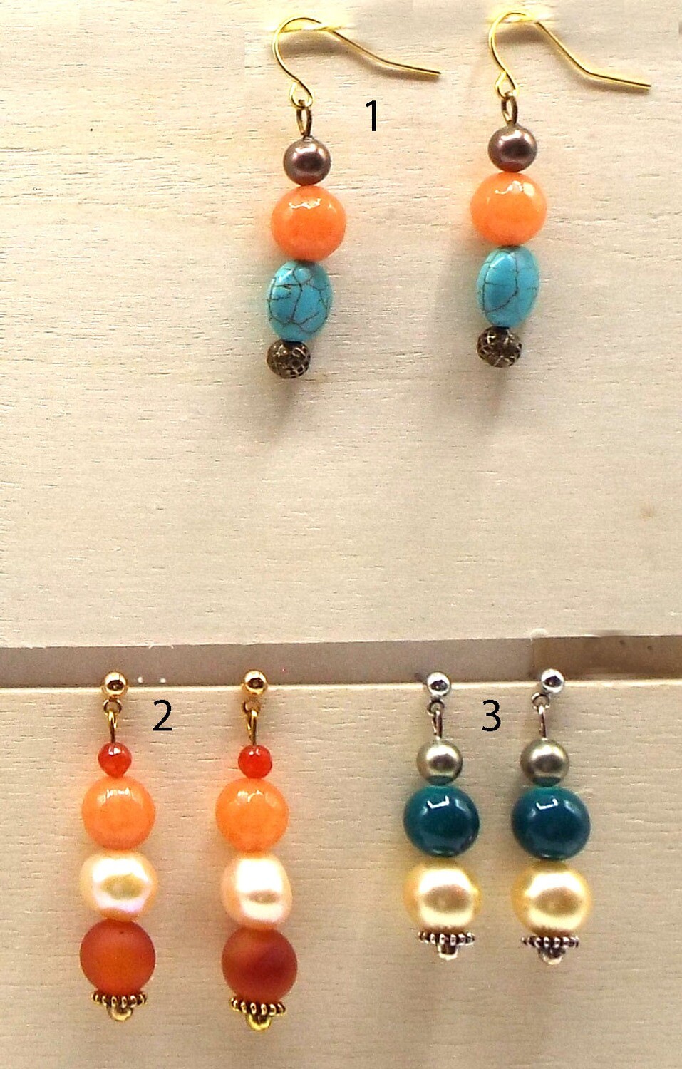 Spicy Turquoise and Pearl earrings