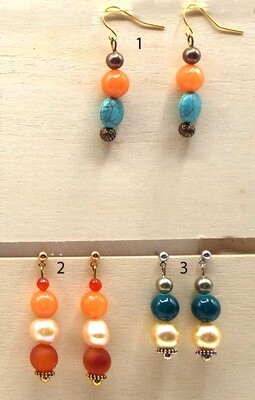 Spicy Turquoise and Pearl earrings