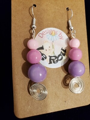 Swirls of Pink and Purple Earrings