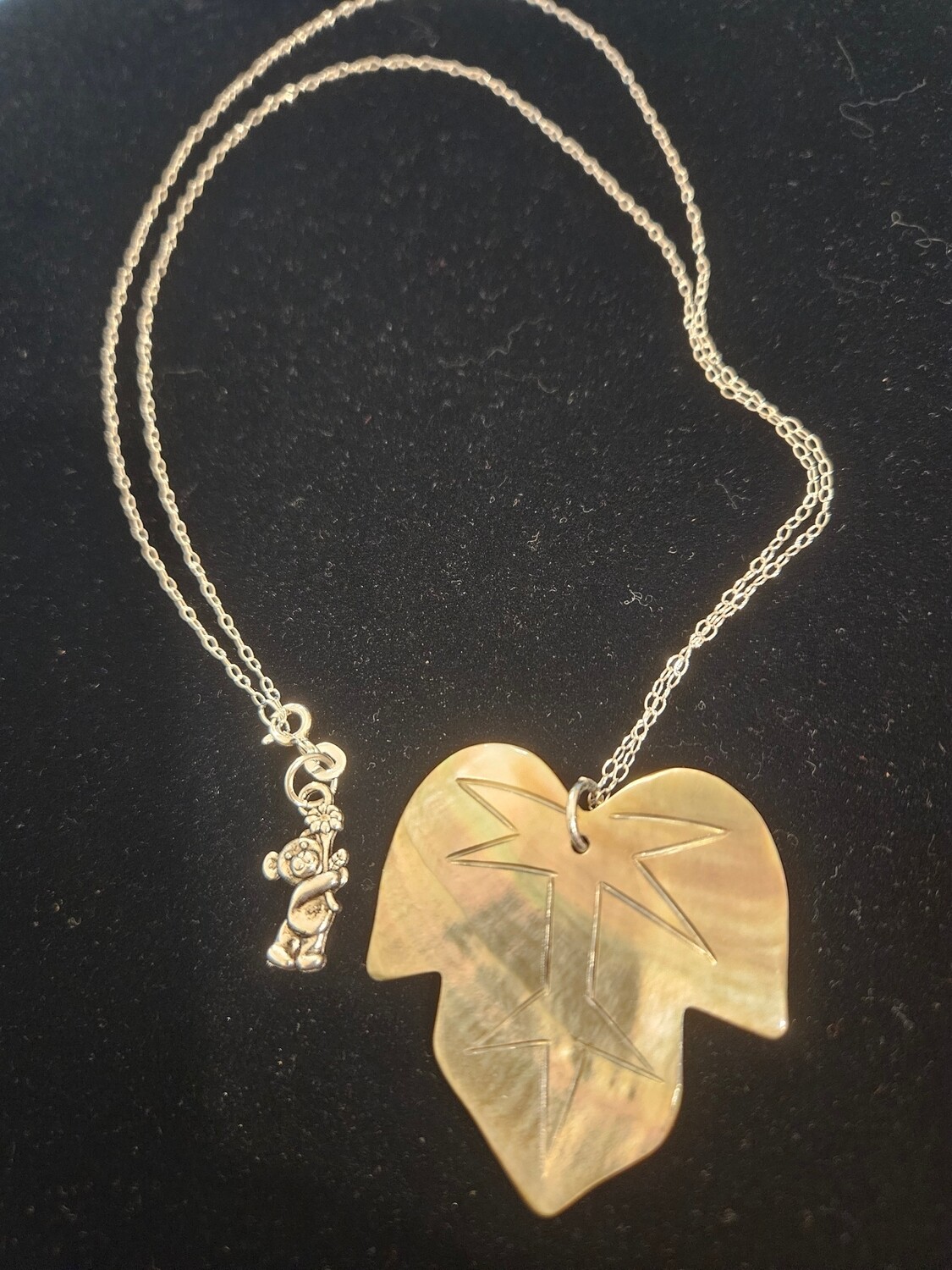 Black Lip Shell Leaf Necklace