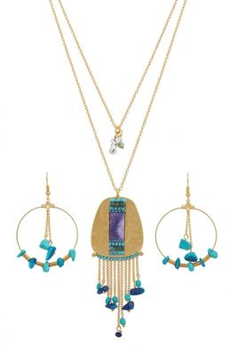 Dangeling Turquoise in Gold Necklace.