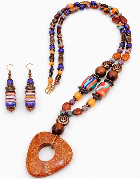 Golden Sands Statement Necklace &amp; Earring Set – Handmade Artisan Jewelry