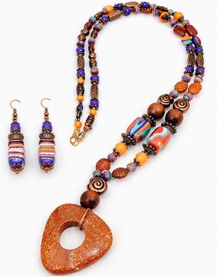 Golden Sands Statement Necklace &amp; Earring Set – Handmade Artisan Jewelry