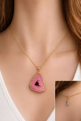 Druzy Agate Slice Necklace