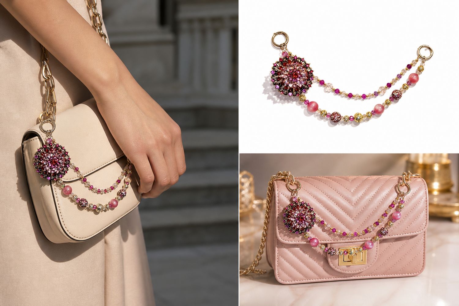 Fuchsia Blossom Purse Charm