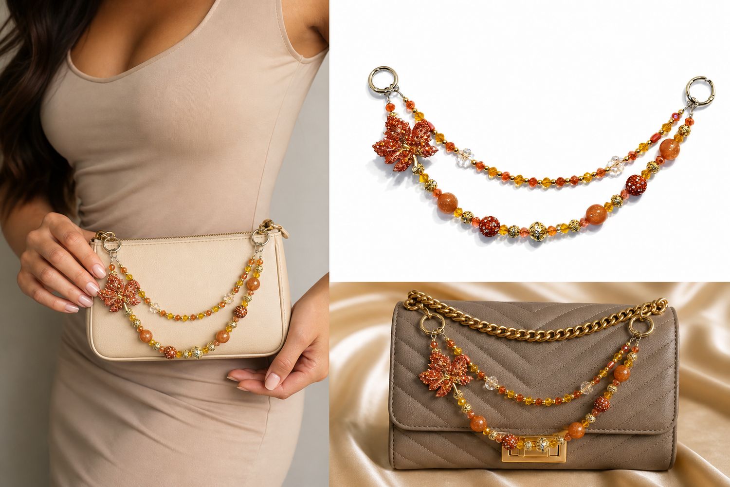 Autumn Maple Sparkle Purse Charm