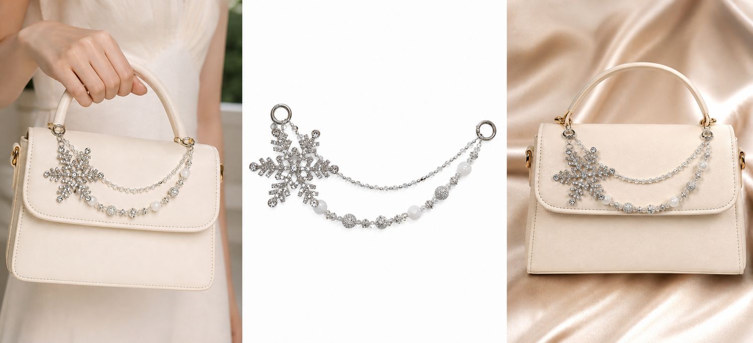 Winter Crystal Snowflake Purse Charm