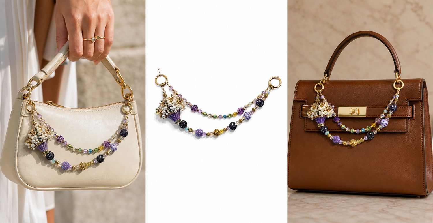 Lavender Pearl Bouquet Purse Charm