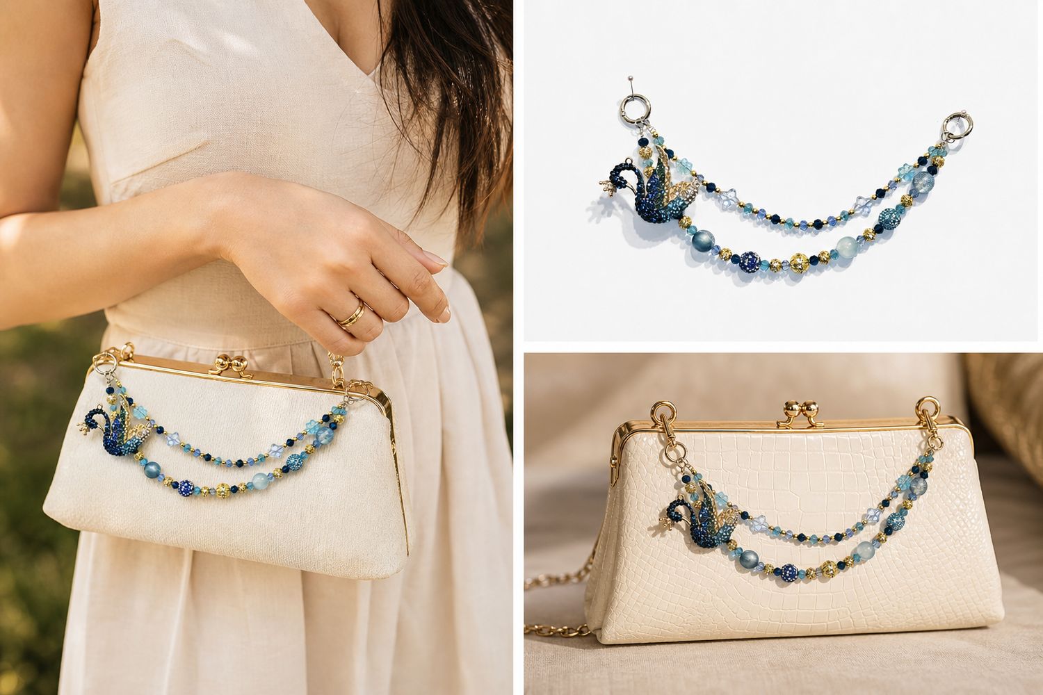 Midnight Swan Elegance Purse Charm