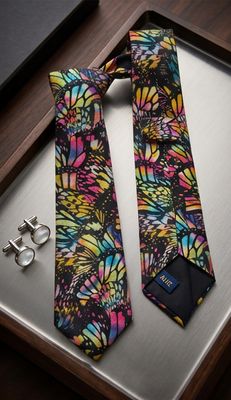 AUIE Butterfly Kaleidoscope Handmade Necktie