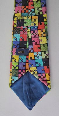 AUIE Colorful Puzzle Piece Necktie and Pocket Square Set