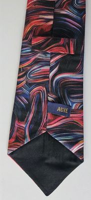 AUIE Red and Blue Abstract Swirl Necktie and Pocket Square Set