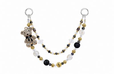 Black, Gold and Clear Bear Beaded Purse Charm Chain