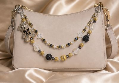 Black, Gold and Clear Bear Beaded Purse Charm Chain